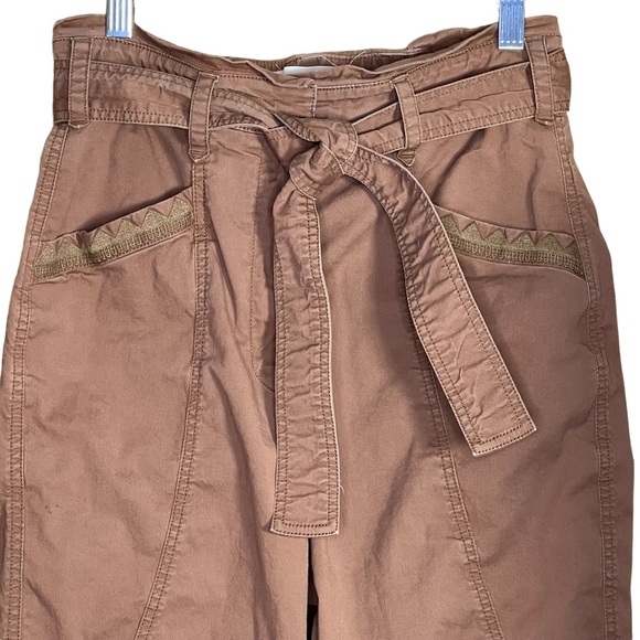 Anthropologie High Rise Pants With Paper Bag Waist & Embroidered Pockets Size 4 - Picture 13 of 13